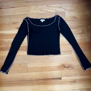Topshop Cropped "Inside Out" Black Long Sleeve Size S